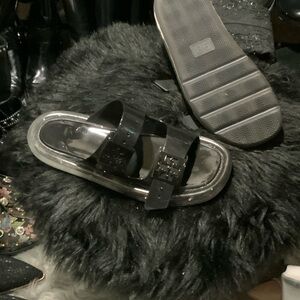 Tory Burch Black and Clear Sandals